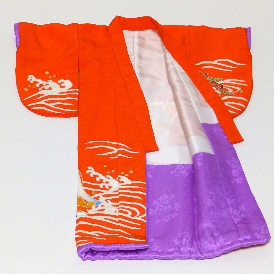 宝船と鶴亀模様のミニチュア着物（額装付き）朱色地 | cocosode | 03