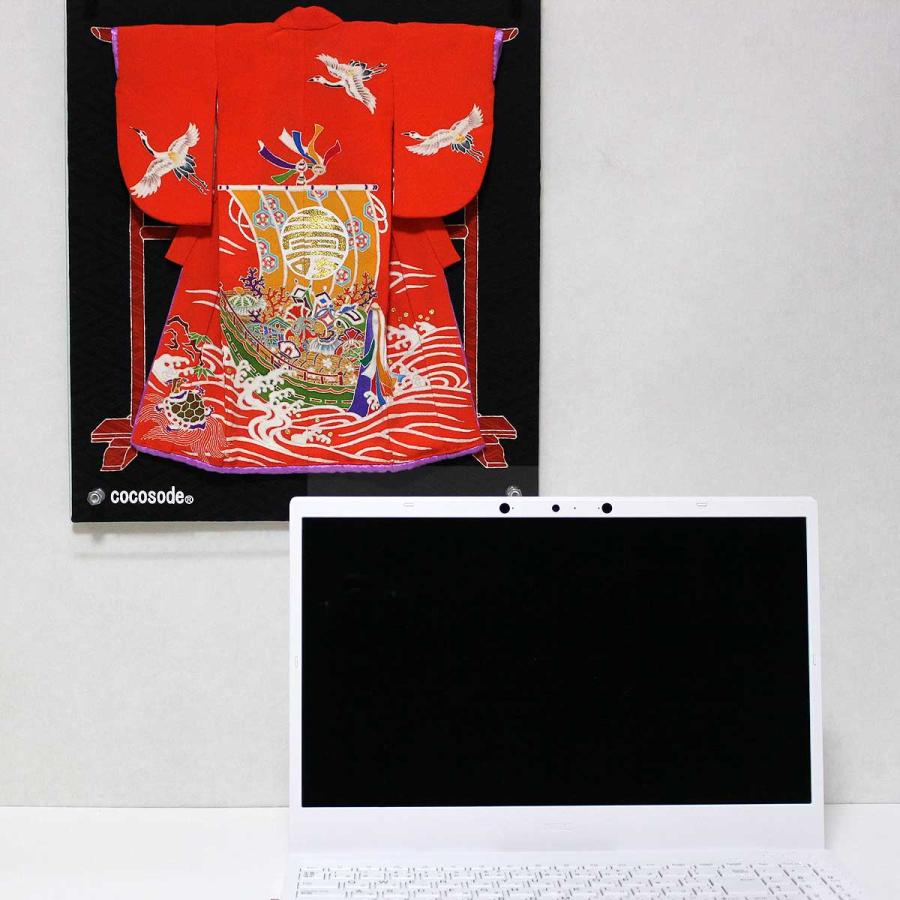 宝船と鶴亀模様のミニチュア着物（額装付き）朱色地 | cocosode | 06