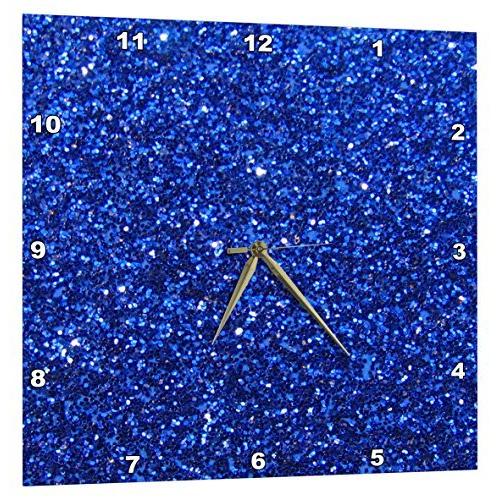 玄関先迄納品 Texture Glittery of Photo - Glitter Faux Blue Sapphire 3dRose Glam (DPP_112930_3) 15-Inch by 15 Clock, Wall - Bling Sequins Glamorous 掛け時計、壁掛け時計