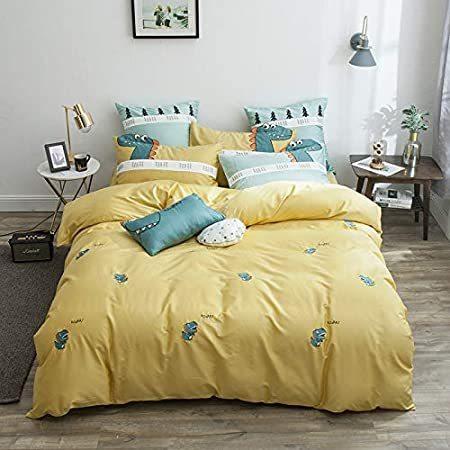 うのにもお得な情報満載！ Paisley TheFit Bedding Cov Duvet Dinosaur Green Yellow W2544 Adult for Home 掛け布団カバー