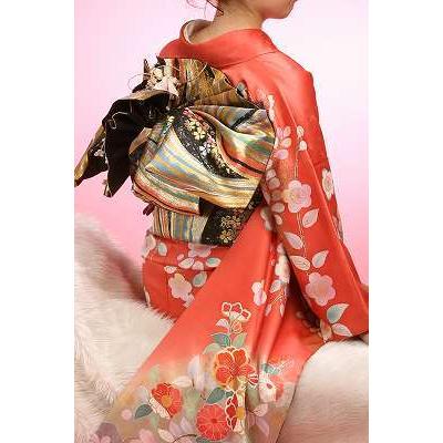 振袖　成人式　きもの レンタル 振袖 M寸 金流れ花模様 成人式 M寸 正装 20歳の装い・成人