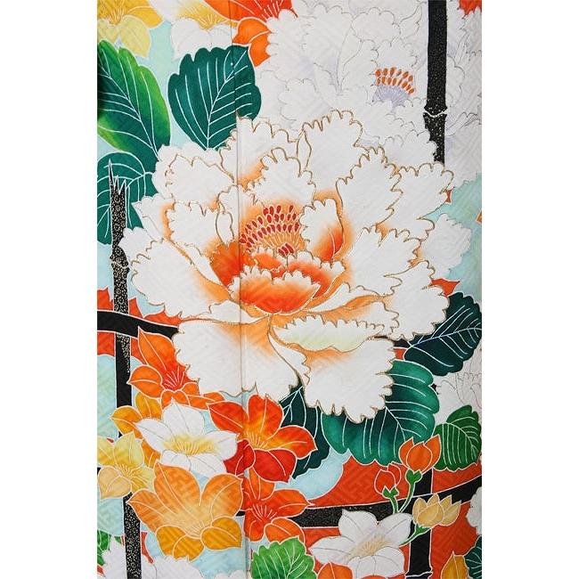 sosovivi_振袖フルセット梅柄 白 紺 振袖梅柄白