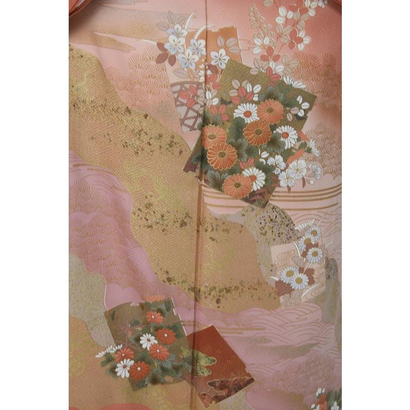 レンタル衣裳 三つ紋 色留袖菊華紋様万葉柄色留袖正絹訪問着,貸 レンタル衣裳 三つ紋 色留袖菊華紋様万葉柄色留袖正絹訪問着,貸