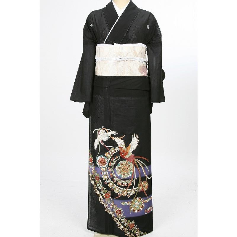 レンタル衣裳 夏用 着物 絽 華文鳳凰絽黒留袖 2L 3L 背が高い 7.8月 夏