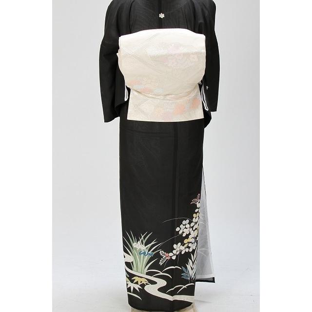 レンタル衣裳 夏用 青紫山舟華紋様絽黒留袖 M寸 貸衣装 夏物 着物