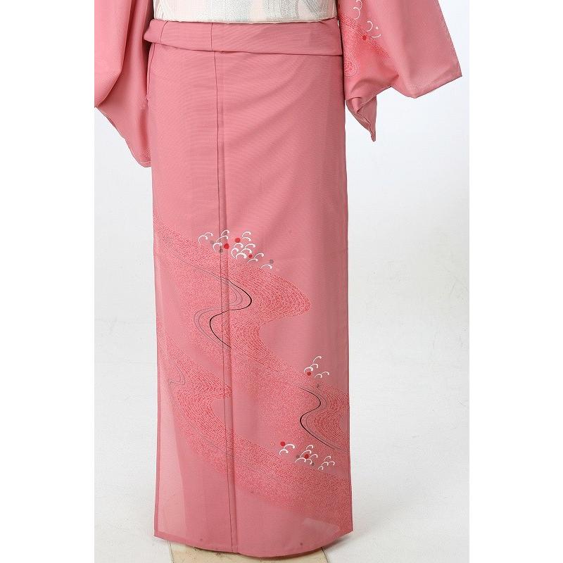 レンタル衣裳 夏用 着物 桃色着物花模様 レンタル絽附け下げ 訪問着 M