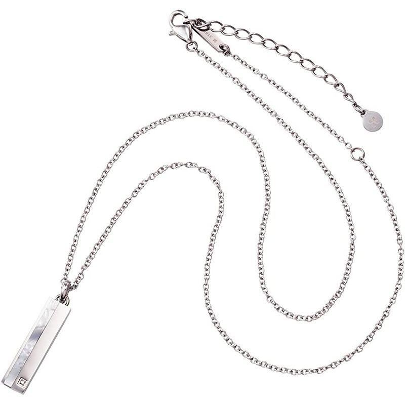 ホワイトクローバー ペアネックレス サージカルステンレス316L ダイヤモンド シェル プレート シルバー&シルバー 4SUP064SV& ホワイトクローバー ペアネックレス サージカルステンレス316L ダイヤモンド シェル プレート シルバー&シルバー 4SUP064SV&