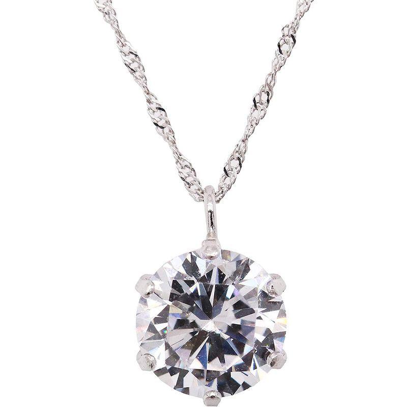 KASHIMAK18ホワイトゴールド 大粒 1.0カラットサイズ キュービック ジルコニア 一粒石 ペンダント ネックレス 大粒 0カラットサイズ キュービック ジルコニア 一粒石 ペンダント ネックレス