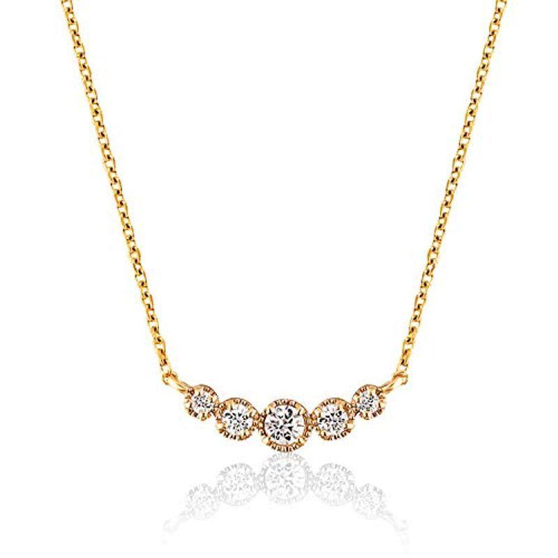 ミワホウセキ miwahouseki K18 ピンクゴールド ダイヤモンド 0.12ct クラシカル ネックレス
