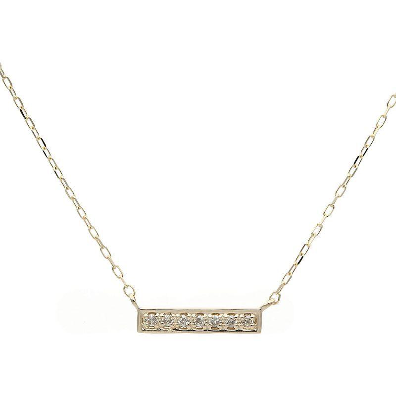 L&Co. (エルアンドコー) ペーパーバッグ&ペーパーボックス付 K10 バー モチーフ ダイヤモンド ペンダント ネックレス 66-76 エルアンドコー ペーパーバッグ&ペーパーボックス付 K10 バー モチーフ ダイヤモンド ペンダント ネックレス