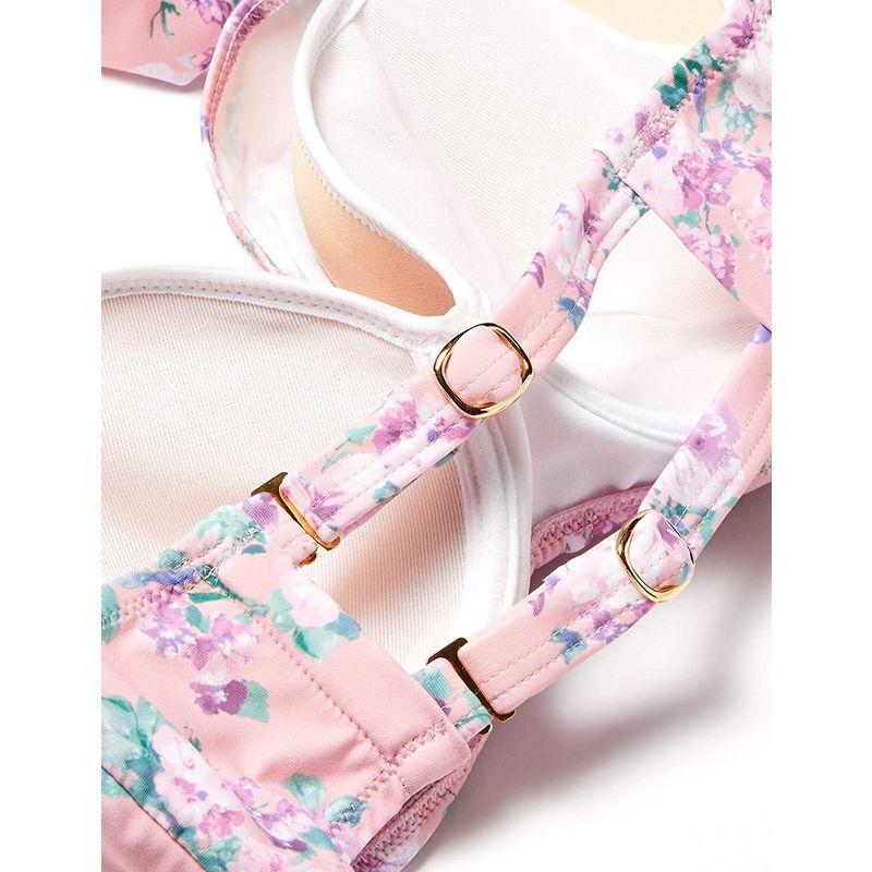 三愛水着楽園 水着 ワコール共同開発 (C~Iカップ対応) ワイヤー入り Floralグラマラスフィット ビキニ レディース PI‐ピンク 水着 ワコール共同開発 Iカップ対応 ワイヤー入り Floralグラマラスフィット ビキニ レディース PI‐ピンク