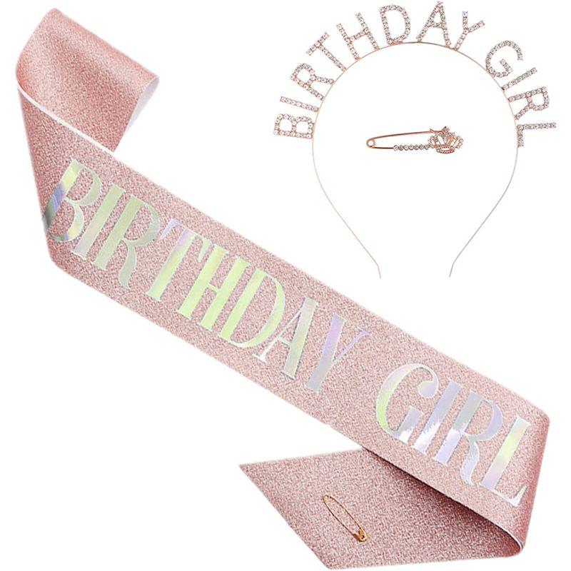 高品質高品質HUAZONTOM 誕生日 王冠 たすき ブローチ 3点セット 「BIRTHDAY GIRL」 パーティーグッズ 誕生日カチューシャ ティア  ブライダルアクセサリー