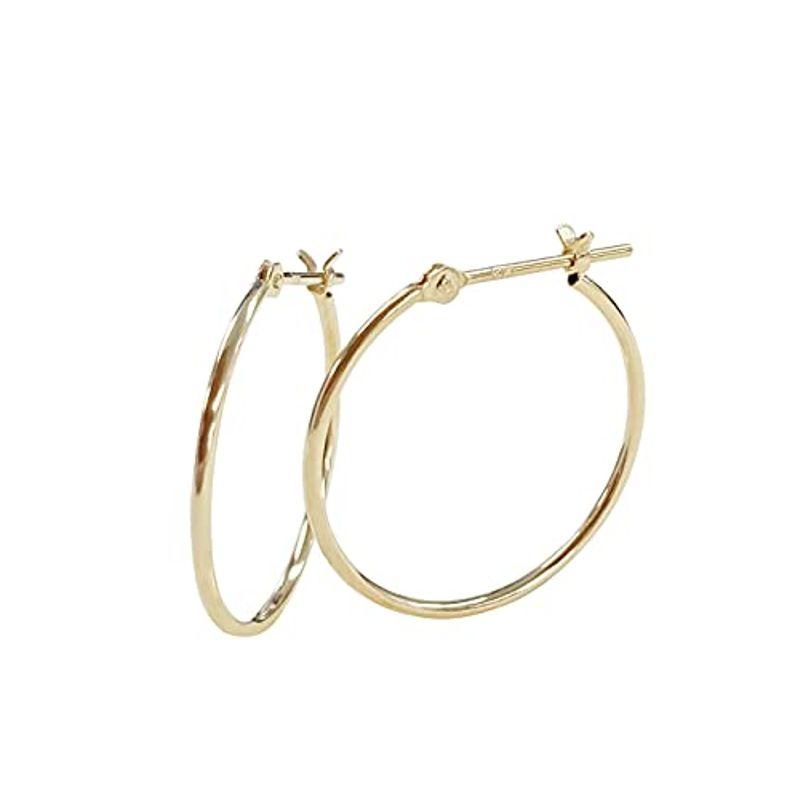 L&Co (エルアンドコー) ペーパーボックス付ユニセックス K18 イエローゴールド 18金 地金 フープ ピアス 1mm幅 1mm×直径 エルアンドコー ペーパーボックス付ユニセックス K18 イエローゴールド 18金 地金 フープ ピアス 1mm幅 1mm×直径