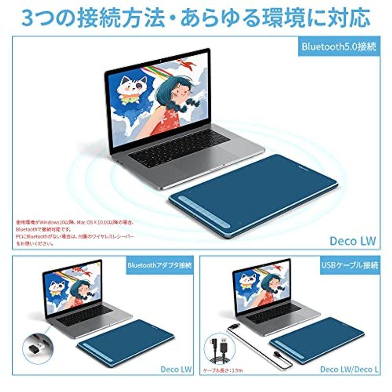 XPPen ペンタブ Deco LW ワイヤレス Bluetooth対応 板タブ ペンタブレット 10x6インチ X3チップ搭載ペン付 傾き ペンタブ Deco LW ワイヤレス Bluetooth対応 板タブ ペンタブレット 10x6インチ X3チップ搭載ペン付 傾き