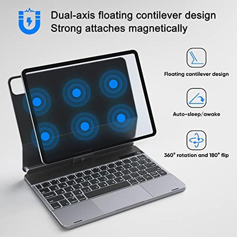 doqo Touch 2022 iPad Air 5th Gen ケース キーボード付き iPad Air 第4世代 11インチ 2020、 iPad Air Touch 5th Gen ケース キーボード付き 第4世代 11インチ