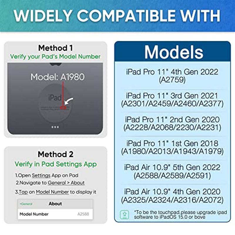 doqo Touch 2022 iPad Air 5th Gen ケース キーボード付き iPad Air 第4世代 11インチ 2020、 iPad Air Touch 5th Gen ケース キーボード付き 第4世代 11インチ