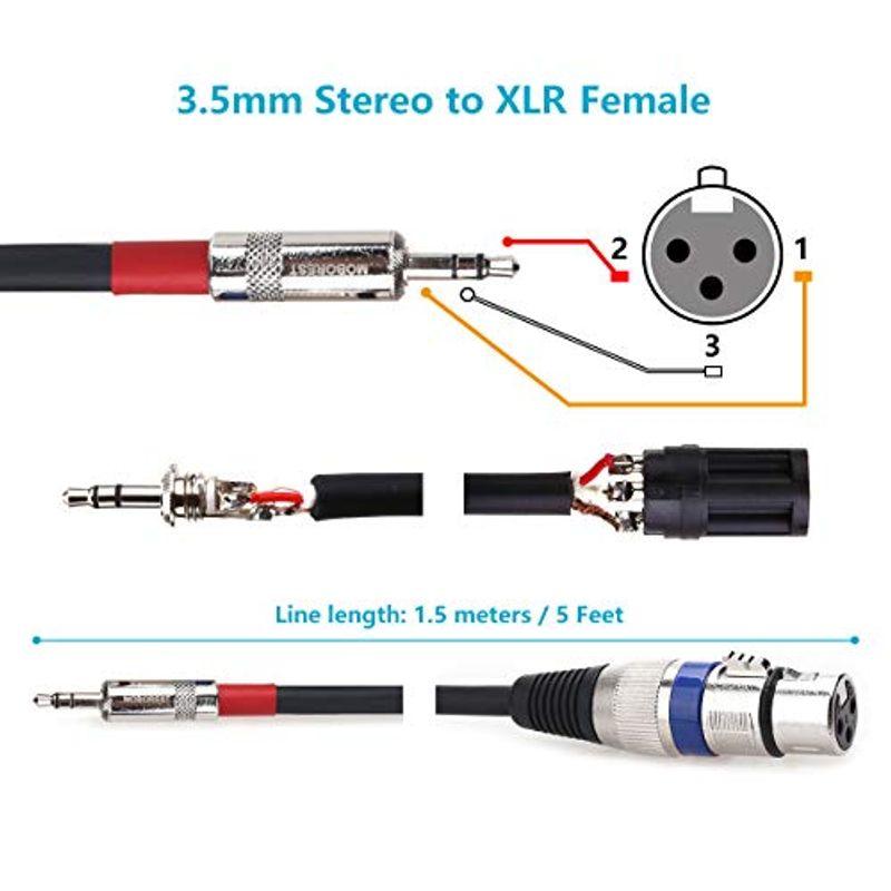 MOBOREST 3.5mm ステレオミニプラグ XLR (メス) アンプ、マイク、ミキサー、プリアンプ、スピーカーシステム、またはその 通販 Hosa HMIC-005HZ 1.5m XLRメス-モノラルフォン マイクケーブル