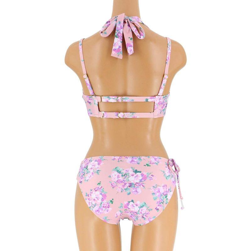 三愛水着楽園 水着 ワコール共同開発 (C~Iカップ対応) ワイヤー入り Floralグラマラスフィット ビキニ レディース PI‐ピンク 水着 ワコール共同開発 Iカップ対応 ワイヤー入り Floralグラマラスフィット ビキニ レディース PI‐ピンク