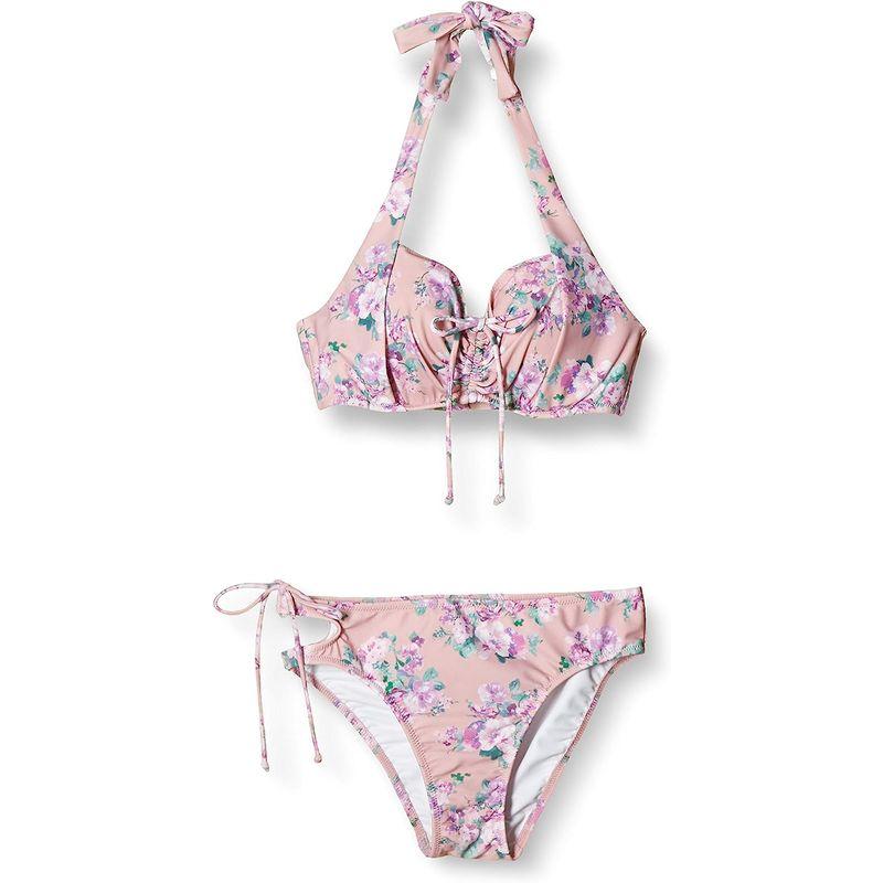 三愛水着楽園 水着 ワコール共同開発 (C~Iカップ対応) ワイヤー入り Floralグラマラスフィット ビキニ レディース PI‐ピンク 水着 ワコール共同開発 Iカップ対応 ワイヤー入り Floralグラマラスフィット ビキニ レディース PI‐ピンク