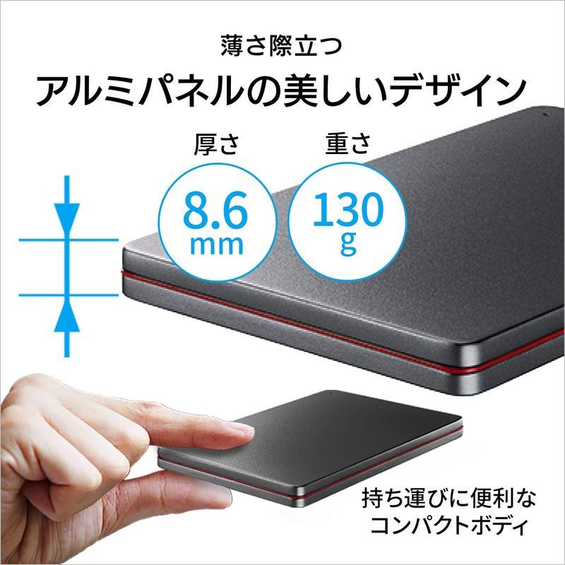 ゲンテン公式 アイ・オー・データ ポータブルハードディスク 2TB USB 3.2 Gen 1(USB 3.0)対応 Black×Red 日本製 HDPX