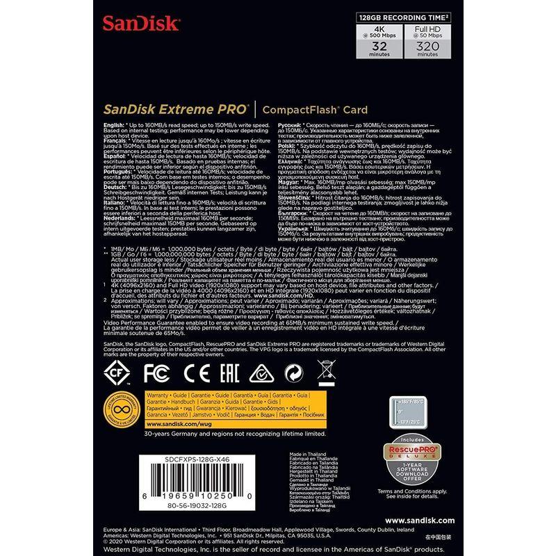 SanDisk Extreme PRO コンパクトフラッシュ 128GB 160MB/s 1067倍速 SDCFXPS-128G-X46 Extreme PRO コンパクトフラッシュ 128GB 160MB/s 1067倍速 SDCFXPS 128G X46