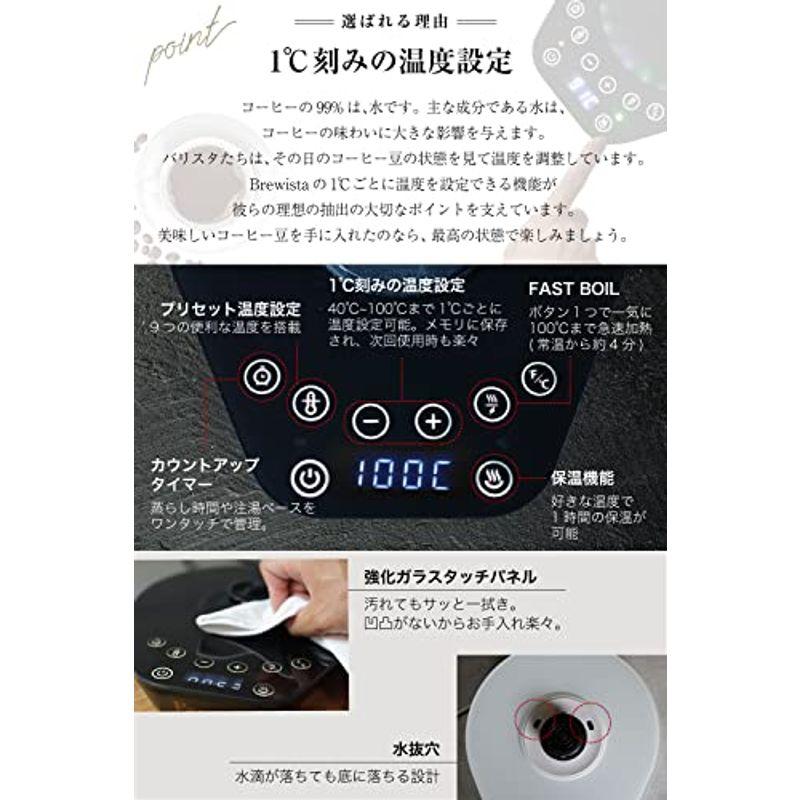 Brewista ブリューイスタ 世界のバリスタが愛用するケトル 電気ケトル 温度調節機能付 コーヒーケトル ドリップケトル クロス付 (ス ブリューイスタ 世界のバリスタが愛用するケトル 電気ケトル 温度調節機能付 コーヒーケトル ドリップケトル クロス付