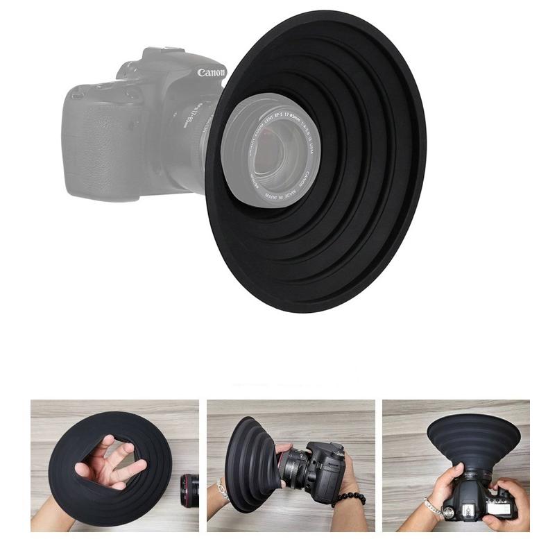一眼レフ 映り込み防止用 シリコンレンズフード 夜景 窓ガラス反射対策