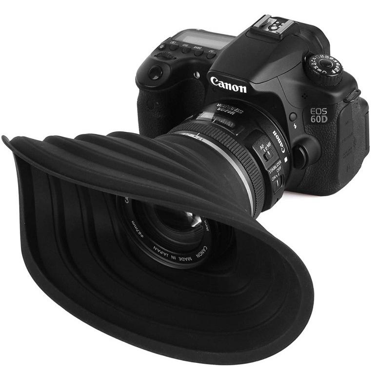 一眼レフ 映り込み防止用 シリコンレンズフード 夜景 窓ガラス反射対策