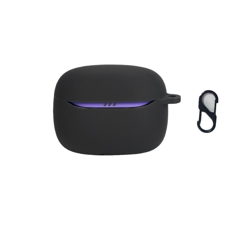 黒 ワイヤレスイヤホンケース JBL Tour Pro 3 ケース シリコン シンプル カラビナ付き 保護カバー