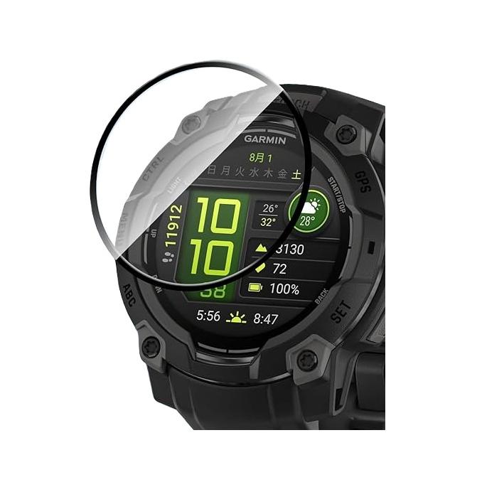 2枚セット GARMIN ガーミン Instinct 3 (45mm / 50mm) / Instinct 2X / Instinct E (45mm) 用 保護フィルム 曲面対応 PET複合材 instinct3 全面保護 スマートウ | 