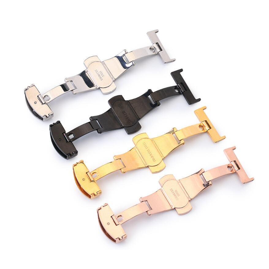 Ｄバックル 14mm 16mm 18mm 20mm 22mm プッシュ 式 観音 開き ステンレス バタフライ バックル 光沢 磨き 仕上げ 交換用 バネ棒 | 