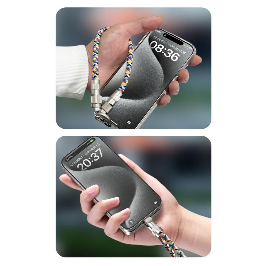 type c 充電ケーブル ストラップ 1本で２役 ケーブル 携帯ストラップ 手掛け 首掛けストラップ タイプcケーブル 60W高速充電 斜めがけ iphone アンドロイド スマ |  | 02