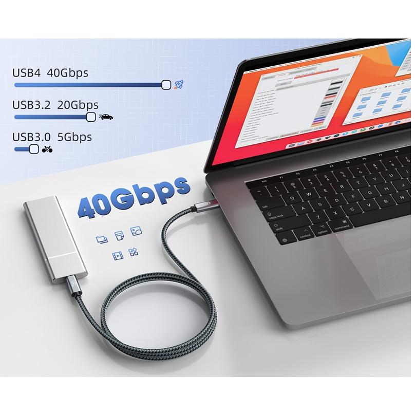 USB4 ケーブル Thunderbolt4 ケーブル 対応240W 48V/5A 超急速充電 40Gbpsデータ転送 8K@60Hz映像出力 USB-IF認証PD3.1/QC4.0対応 USB 3.2/3.1 /2.0など下位互換 |  | 02