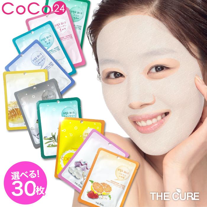 マスク パック 選べる 3種類 30枚 セット 韓国コスメ The Cure シートマスクパック Cure Mask 30 Coco24 通販 Yahoo ショッピング