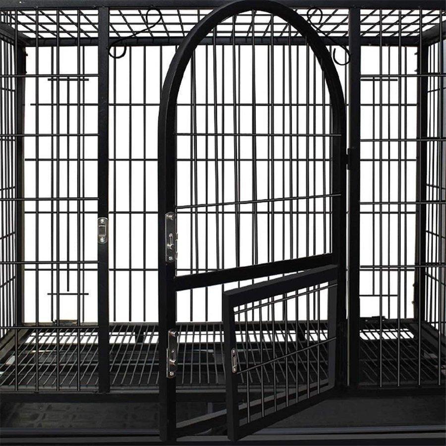 ペットケージ 鉄製 犬檻 犬小屋 ケージ ペットサークル ドッグケージ ペットフェンス 大型 中型犬用 ペット用品 ダブルドア キャスター付き 