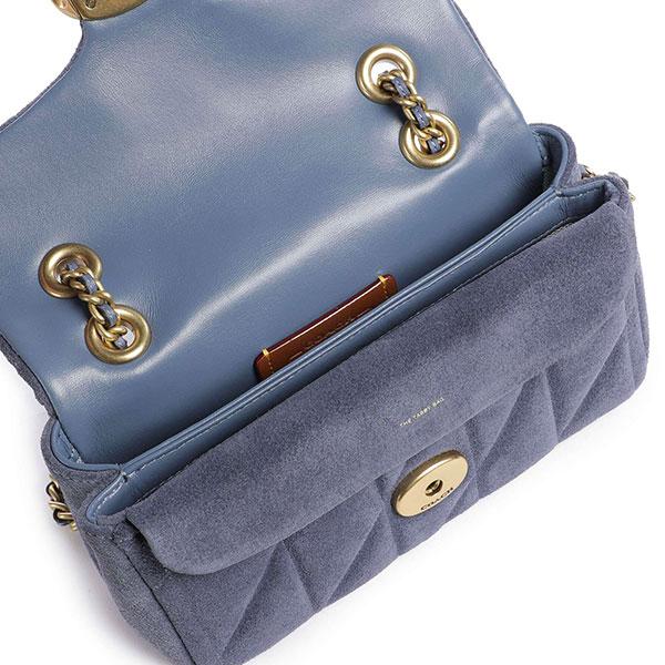 コーチ 斜めがけショルダーバッグ ポシェット レディース COACH キルティング スエード ストライプの画像