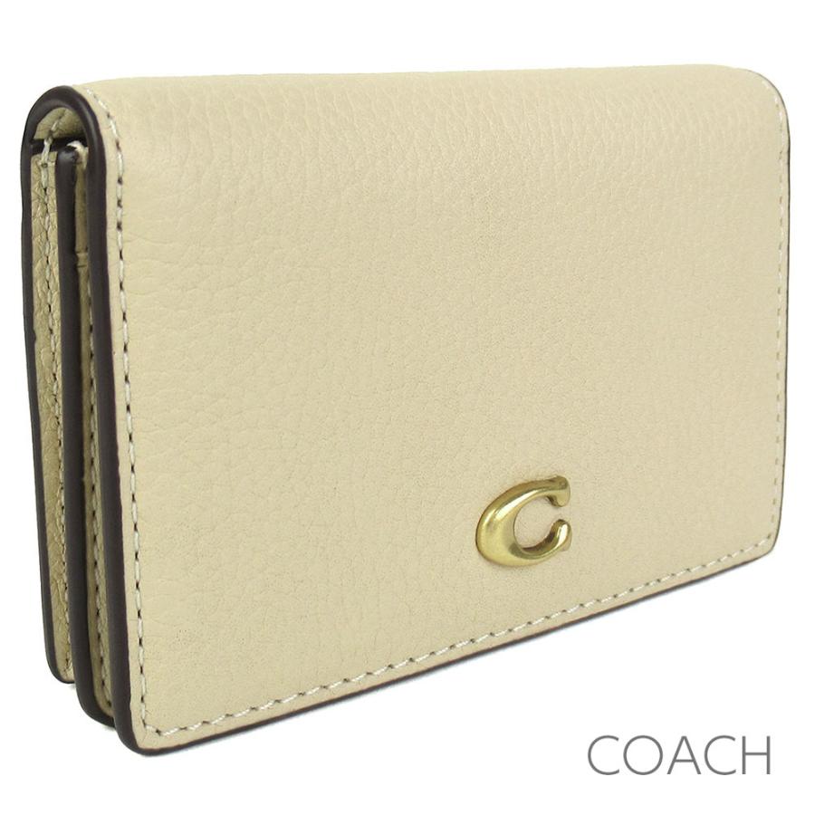 新品☆COACH(コーチ)ケース　ベージュ レザー COACH（コーチ） 名刺入れ カードケース メンズ レディース レザー