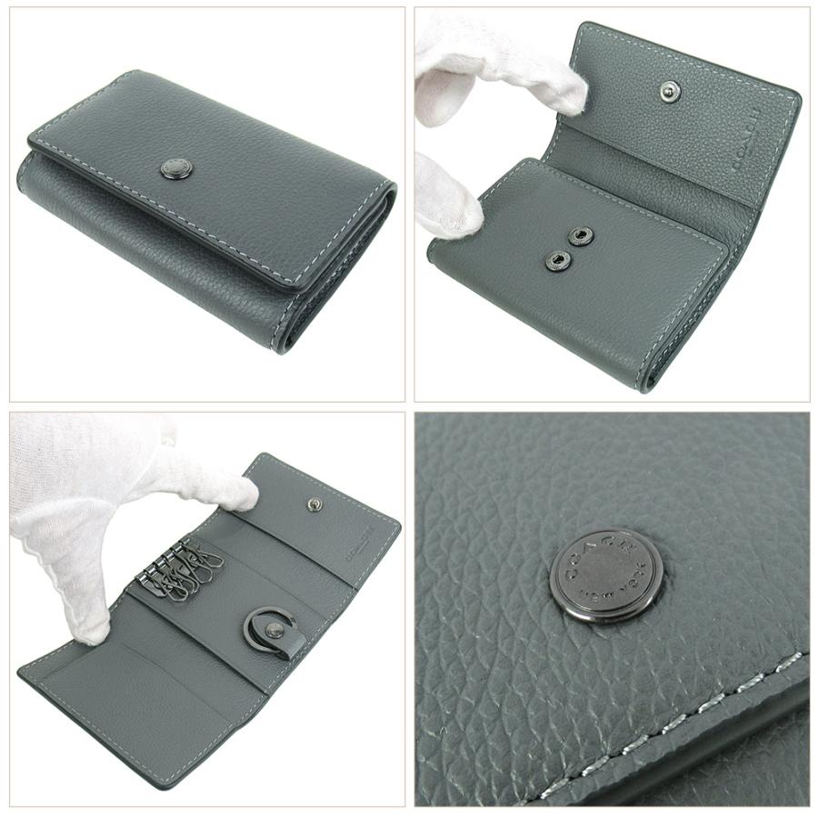 未使用 正規品 コーチ キーケース 5連 メンズ レディース グレー ブラック COACH（コーチ） キーケース メンズ レディース COACH 5連 レザー