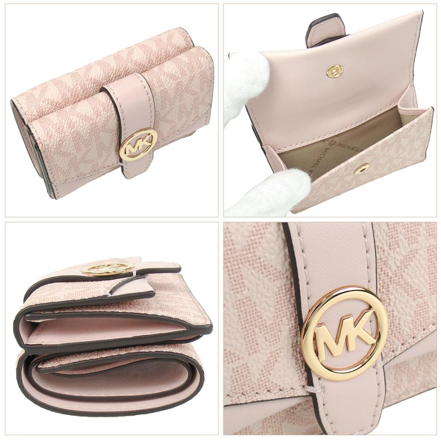 マイケルコース 三つ折り財布 総柄 MKシグネチャー ピンク KORS 財布ロゴ MICHAEL KORS（マイケルコース） マイケル 三つ折り財布 レディース MK