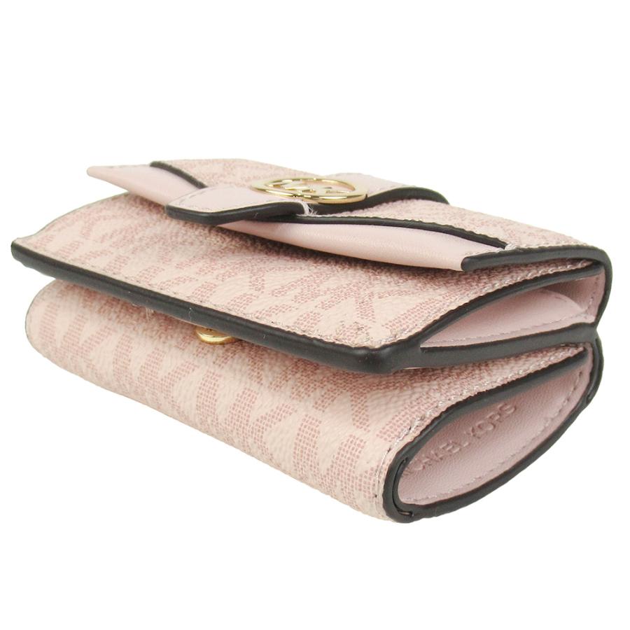 マイケルコース 三つ折り財布 総柄 MKシグネチャー ピンク KORS 財布ロゴ マイケルコース 三つ折り財布 総柄 MK ロゴ ピンク KORS 財布