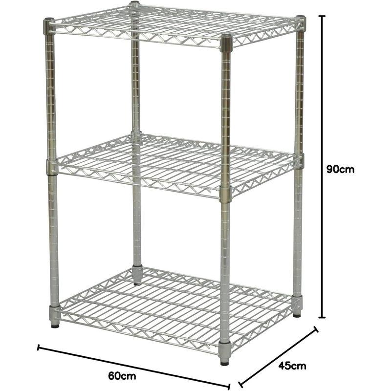 2022年ファッション福袋 エイ・アイ・エス(AIS) 25φスチールラックセット3段 幅60×奥行45×高さ90cm 組立品 メッキ SR-604590