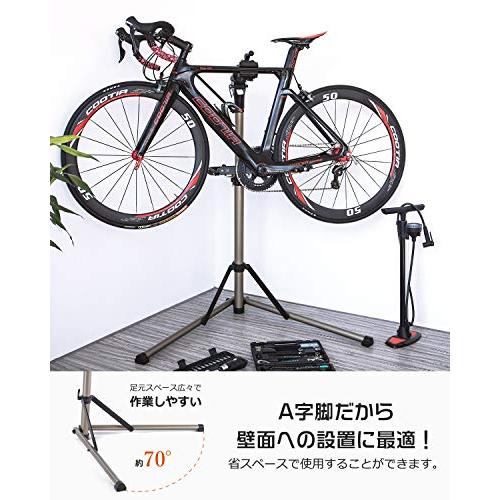 CXWXC 自転車 メンテナンススタンド 安定感 高さ調節 角度調節 ワークスタンド 折りたたみ式 工具トレー付 軽量 コンパクト 収納、持ち運びに便利 シ｜cocoa-store｜02