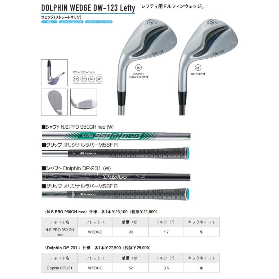 左用　　KASCO -キャスコ- 　ドルフィン ウェッジ DW-123 Lefty（ストレートネック） 　N.S.PRO 950GH neo スチールシャフト 　DOLPHIN WEDGE｜cocoadvance｜04