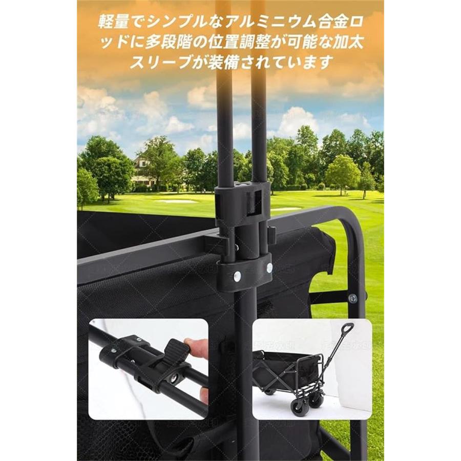 アウトドアワゴン【強化版 後部展開可】 キャリーワゴン キャリーカート 長物対応 取り外し可能タイヤ 大型タイヤ ブレーキ付き 折りたたみ 荷物運び 軽量 大型 |  | 05