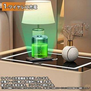サイドテーブル ナイトテーブル 多機能 ワイヤレス充電機能付き センサーライト付き スピーカー搭載 金庫 3色照明 木製 北欧 家具 寝室収納 PSE認証済み |  | 03