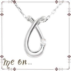 ラフなウェーブラインにただようひと粒の宝石・K10ホワイトゴールド 10金 ・ダイヤモンドネックレス