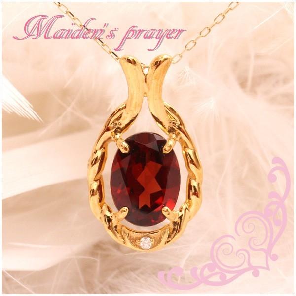 大きなガーネットが存在感◎[Shine of garnet]K10イエローゴールド・ガーネット×ダイヤモンドデザインモチーフネックレス