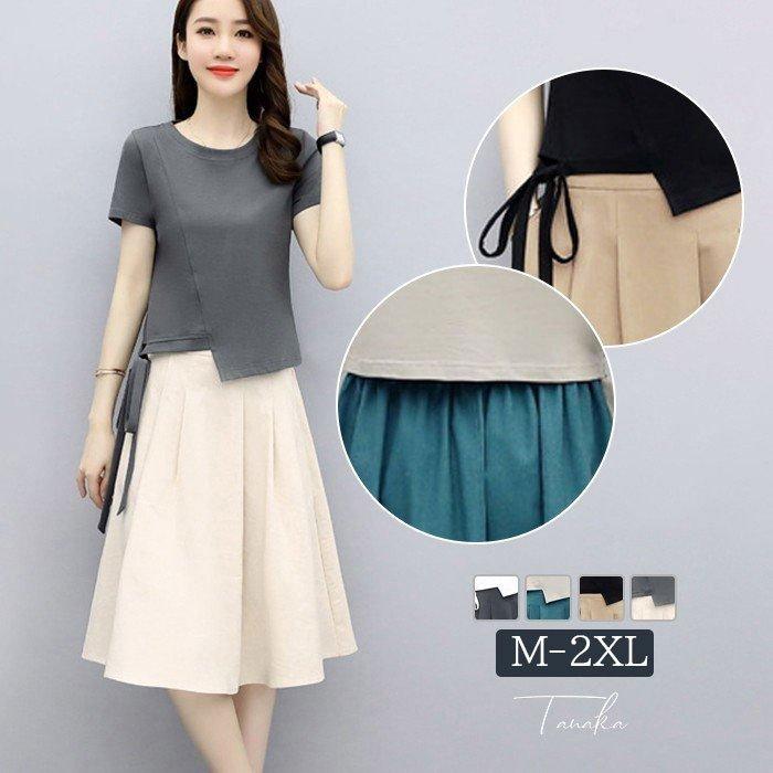 セットアップ レディース 夏 新作人気モデル 30代 40代 ワンピースセットアップ 半袖t 膝丈スカート カジュアル 通勤 着痩せ おしゃれ 大きいサイズ 上下セット