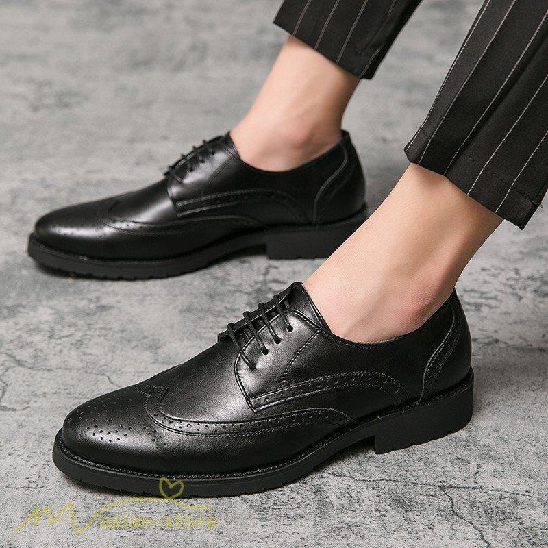メンズ 革靴 ビジネスシューズ ウィングチップ 紳士靴 外羽根 上品 フォーマル オフィス Pu革 カジュアル メンズシューズ 定番 人気 おしゃれ 紳士 通勤 Y Coco Cocoaru Shop 通販 Yahoo ショッピング