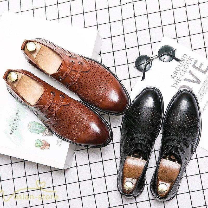 現品 革靴 紐 メンズ 通勤靴 ビジネスシューズ 仕事用 フォーマル オフィス 透かし彫り ひも付き 外羽根 おしゃれ ストレートチップ メンズシューズ 靴 Pu革 人気
